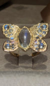“Winterfly” 18 Ct Gold Moonstones & Diamonds Art Ring at Tomfoolery London