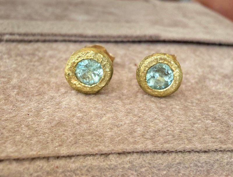 Paraiba Tourmaline Studs 18 Ct Yellow Gold