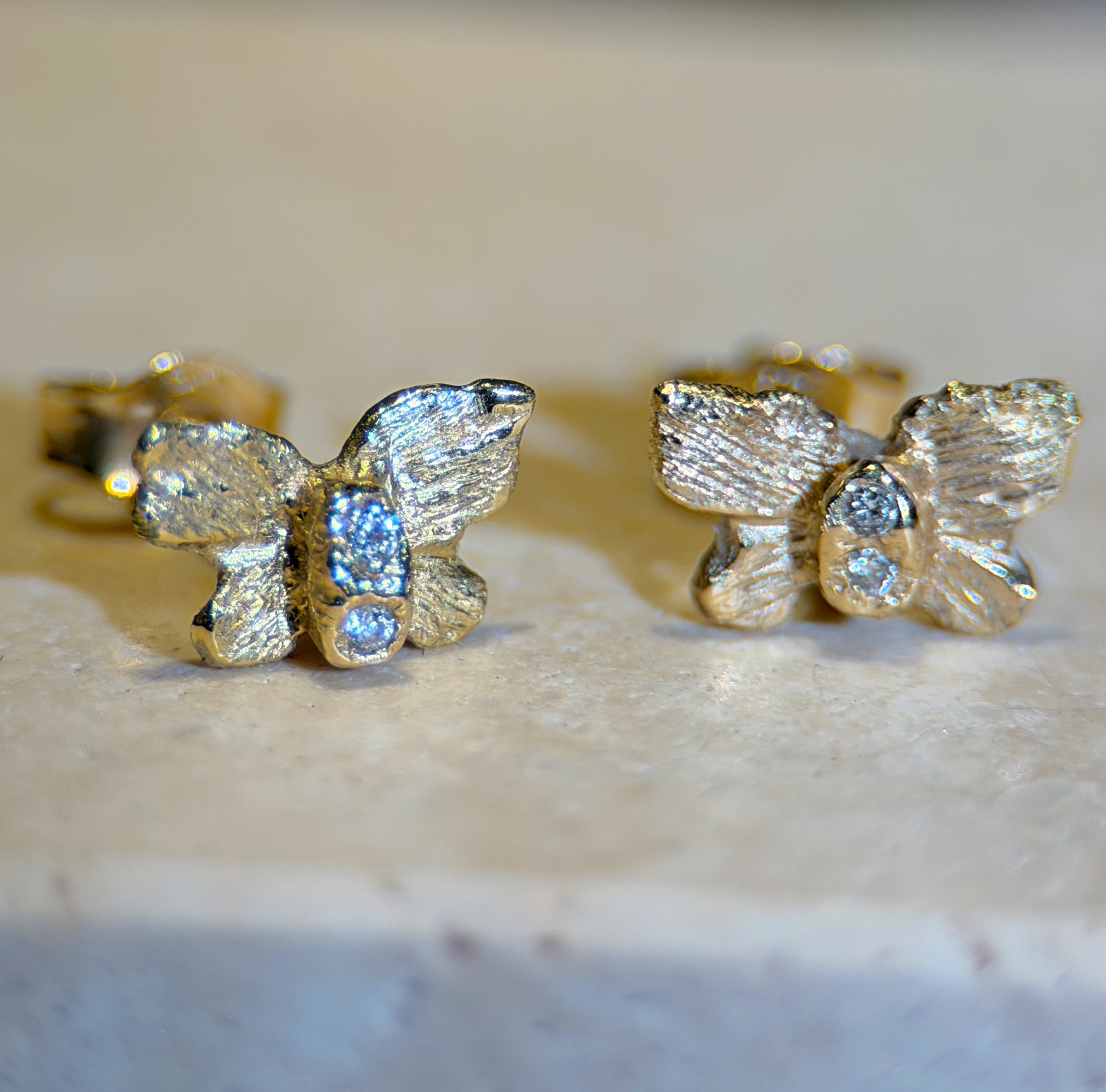Baby Butterfly Diamonds Studs 18 Ct Yellow Gold (Pair) (Available at Stardust 101 Walton Street, London)