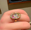 Sold Out - 18 Ct Gold Large Oval Geometric Abstract Art Cocktail Ring Sapphires & Diamonds