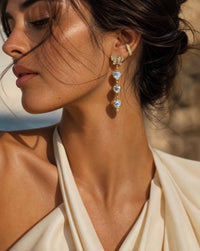 Butterfly Moonstone Heart Drop Earrings with Pastel Sapphires in 18 Ct Gold