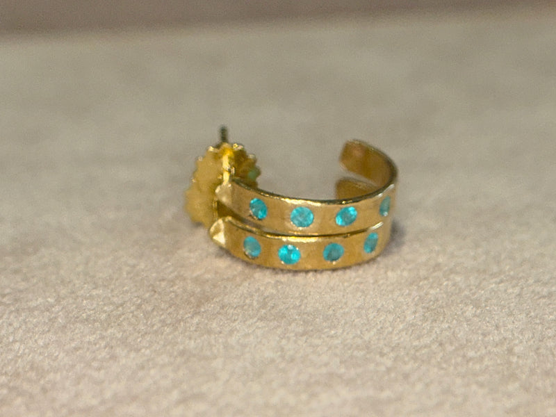 Neon Blue Brazilian Paraiba Tourmalines Hoop Earrings
