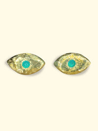 Brazilian Neon Blue Paraiba Tourmaline Princess Eye Stud Earrings (Pair)