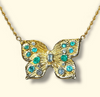 Emeralds & Diamonds Butterfly Necklace 18 Ct Gold (Available at Madlords, Paris)