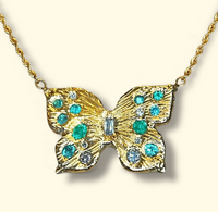 Emeralds & Diamonds Butterfly Necklace 18 Ct Gold (Available at Madlords, Paris)