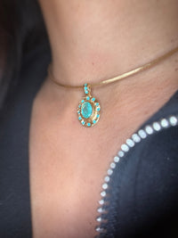 “Azul” Neon Blue Brazilian Paraiba Tourmalines and Mozambique Paraiba Oval Bezel Set Necklace