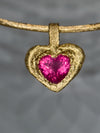 “Passion” 18 Ct Gold Rubellite Tourmaline Heart 3.3 cts Frosted Mat Finish