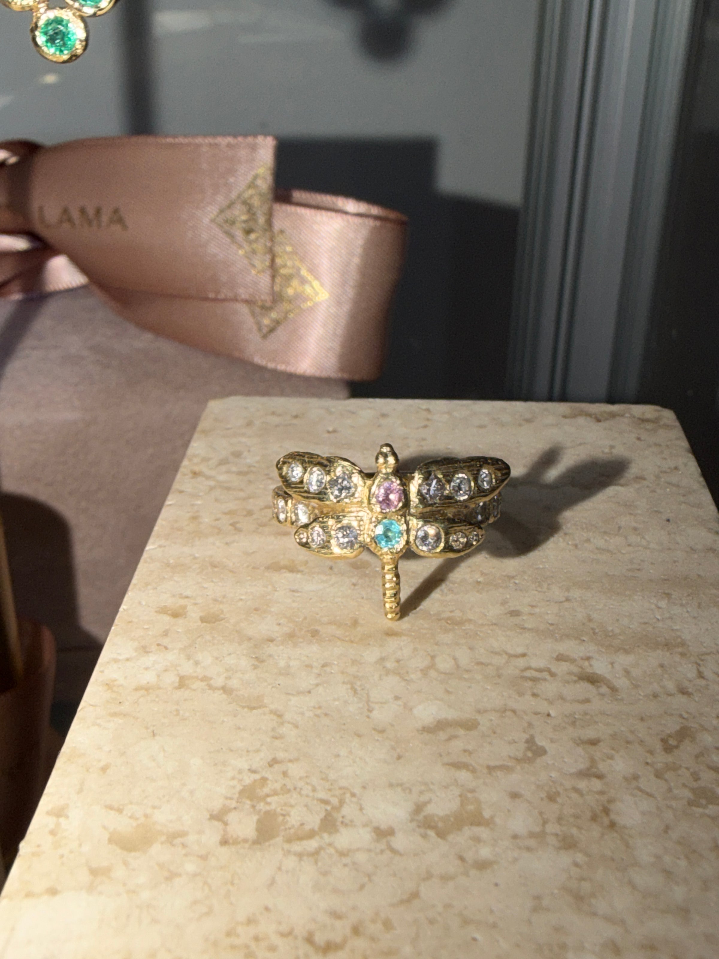 Dragonfly Diamonds Paraiba and Pink Sapphire 18 Ct Gold Ring (Available online and also to View in Person at Stardust, London 101 Walton Street)