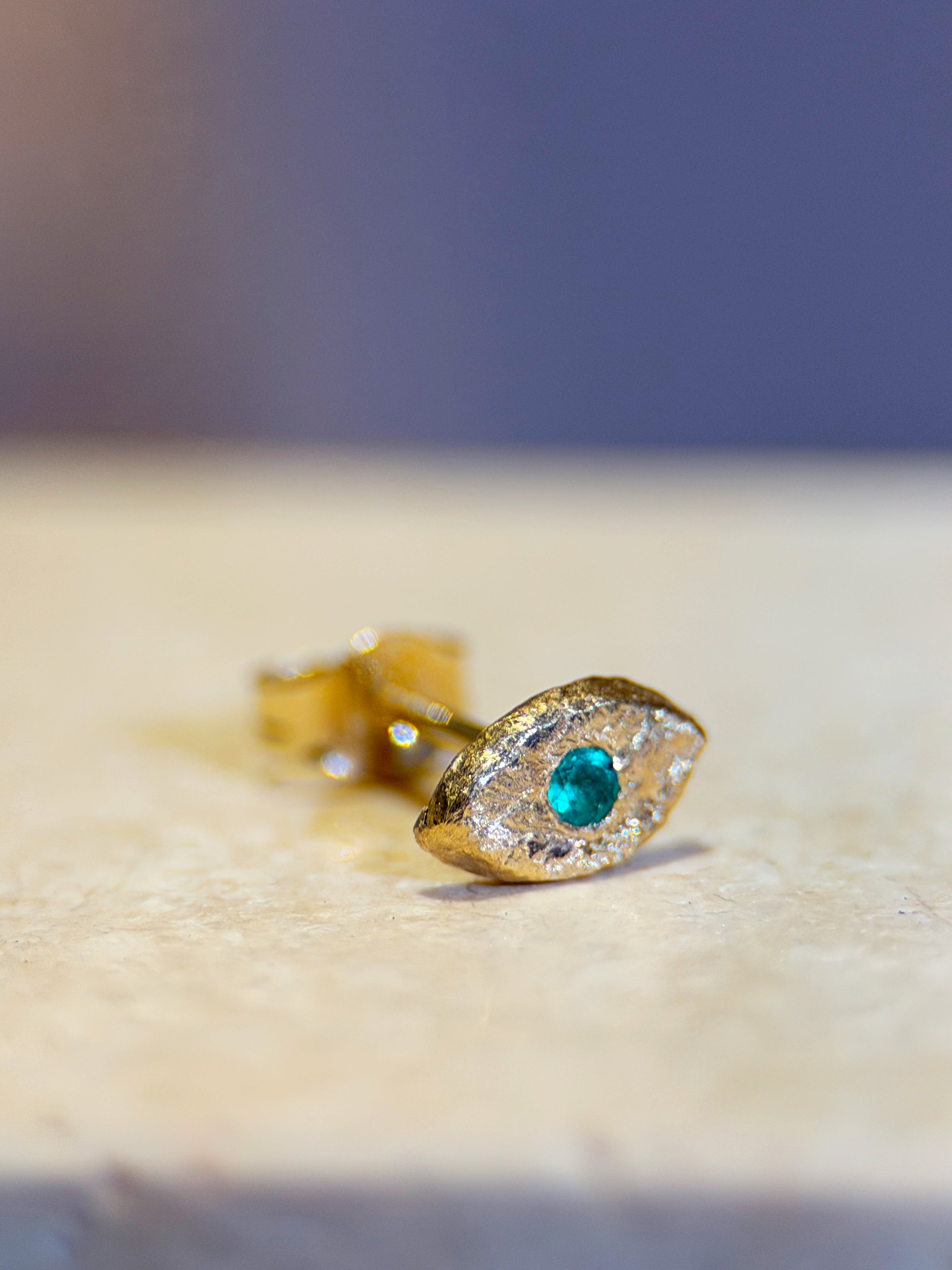 Muzo Colombian Emerald Mini Eye Stud (Single)