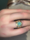Mermaid Paraiba Tourmaline Oval Cigar Ring 18 Ct Gold
