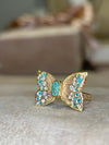 Paraibas Tourmalines and Diamonds “Ocean Butterfly” 18 Ct Gold Ring
