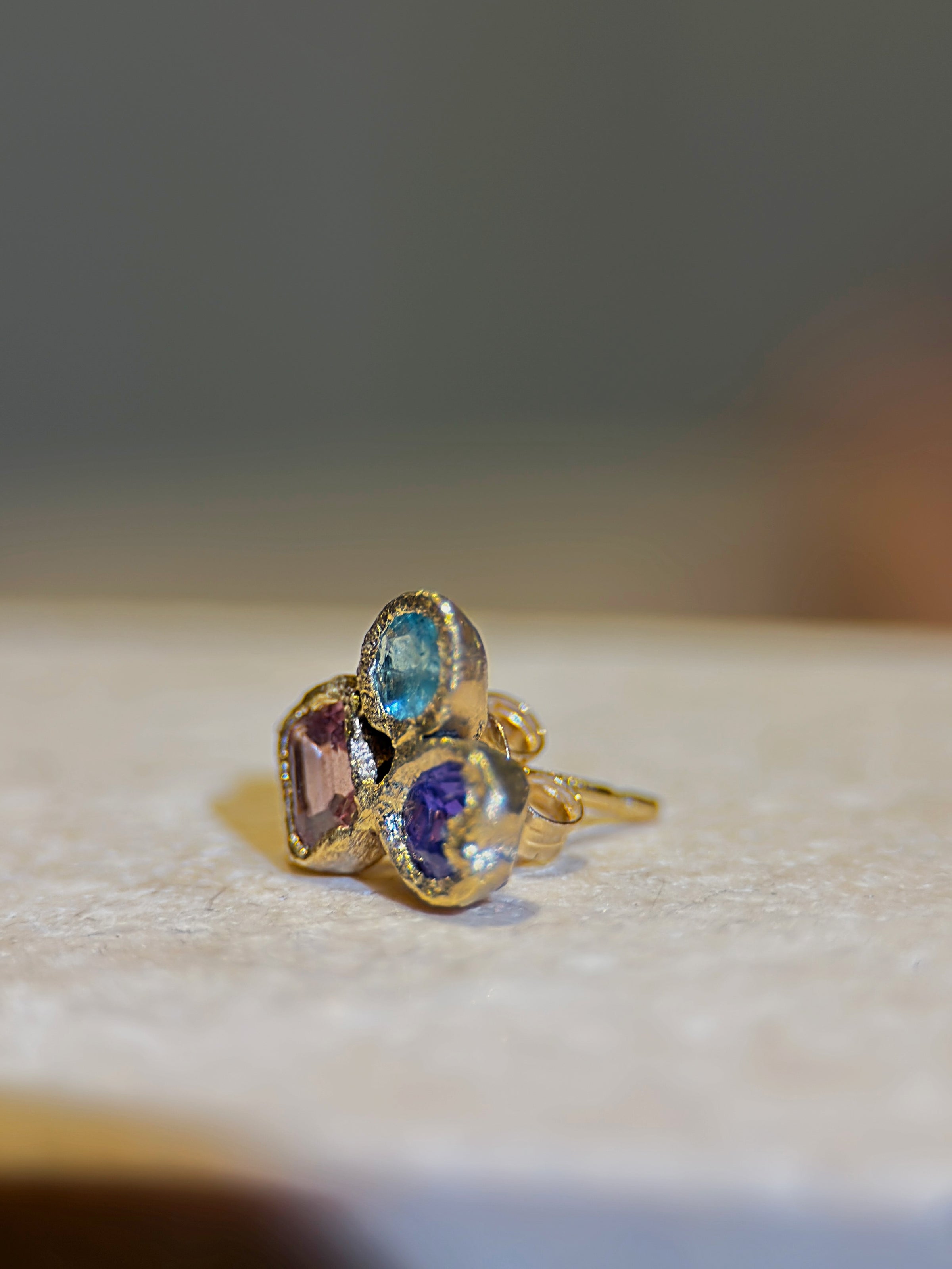 Abstract Puzzle  Mismatched Sapphire Earrings (Pair)