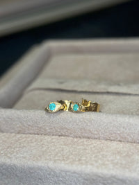 Neon Blue Brazilian Paraiba Tourmaline Mini Evil Eye Studs 18 Ct Gold