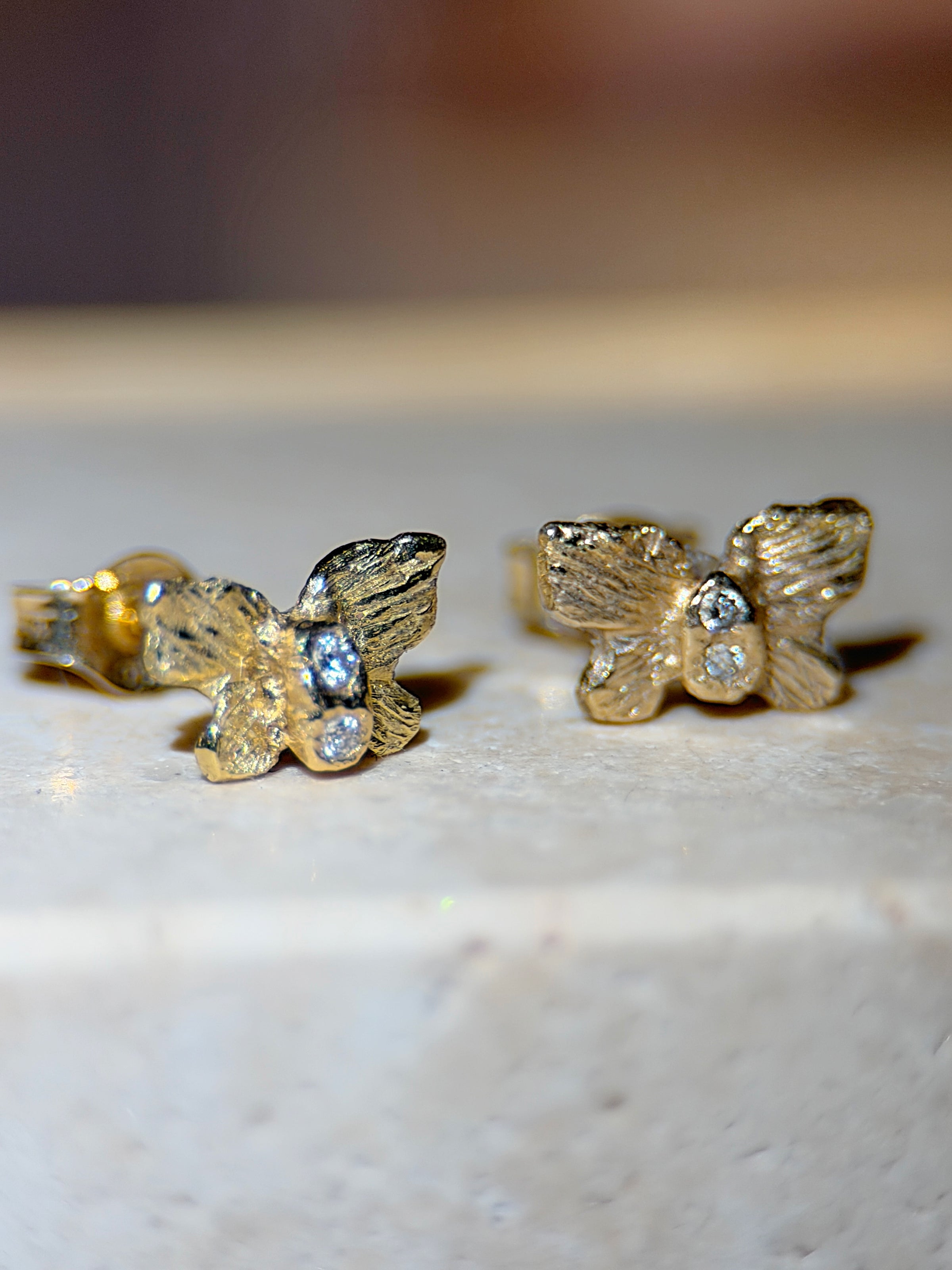 Baby Butterfly Diamonds Studs 18 Ct Yellow Gold (Pair) (Available at Stardust 101 Walton Street, London)