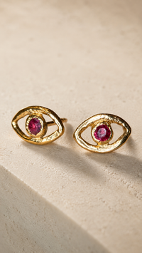 Ruby Baby Eye Studs 18 Ct Yellow Gold (Pair)