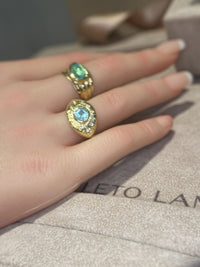 1 Cts Paraiba Eye Ring with Diamonds 18 Ct Gold