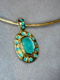 “Azul” Neon Blue Brazilian Paraiba Tourmalines and Mozambique Paraiba Oval Bezel Set Necklace