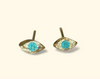 Neon Blue Brazilian Paraiba Tourmaline Mini Evil Eye Studs 18 Ct Gold