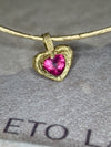 “Passion” 18 Ct Gold Rubellite Tourmaline Heart 3.3 cts Frosted Mat Finish