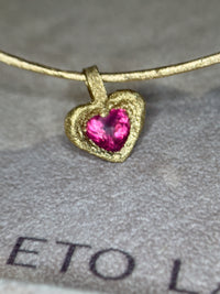 “Passion” 18 Ct Gold Rubellite Tourmaline Heart 3.3 cts Frosted Mat Finish
