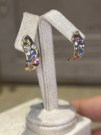 Abstract Art Semi Hoop Earrings with Sapphires in 18 Ct Gold (Available at Tomfoolery London)