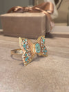 Paraibas Tourmalines and Diamonds “Ocean Butterfly” 18 Ct Gold Ring