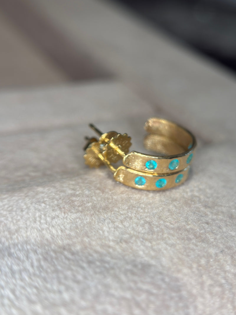 Neon Blue Brazilian Paraiba Tourmalines Hoop Earrings