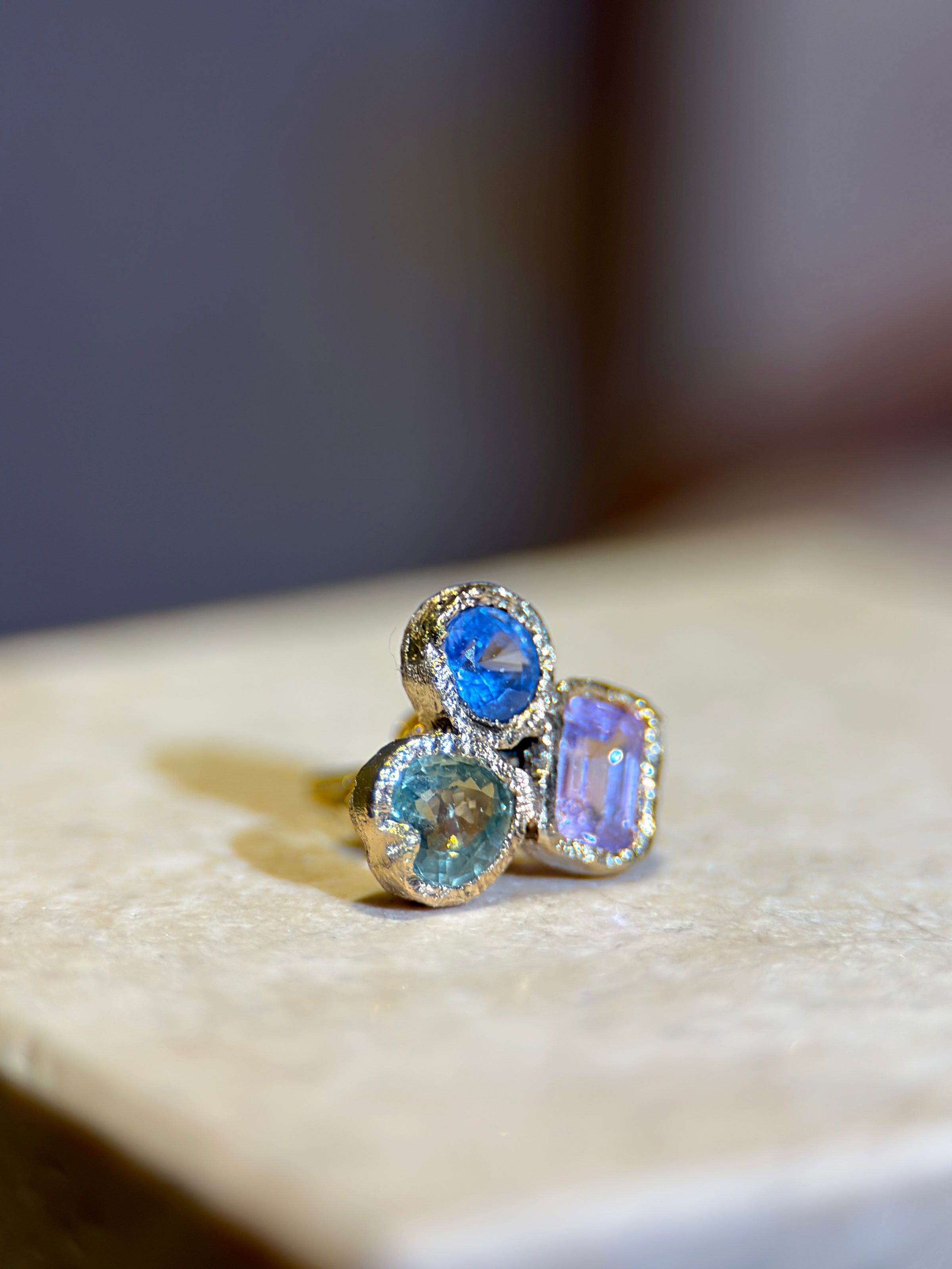 Abstract Puzzle  Mismatched Sapphire Earrings (Pair)