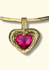 “Passion” 18 Ct Gold Rubellite Tourmaline Heart 3.3 cts Frosted Mat Finish