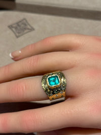 “Esmeralda” Colombian Emerald Cigar Ring Band GIA certified 1.48 Cts with Emeralds and Diamonds