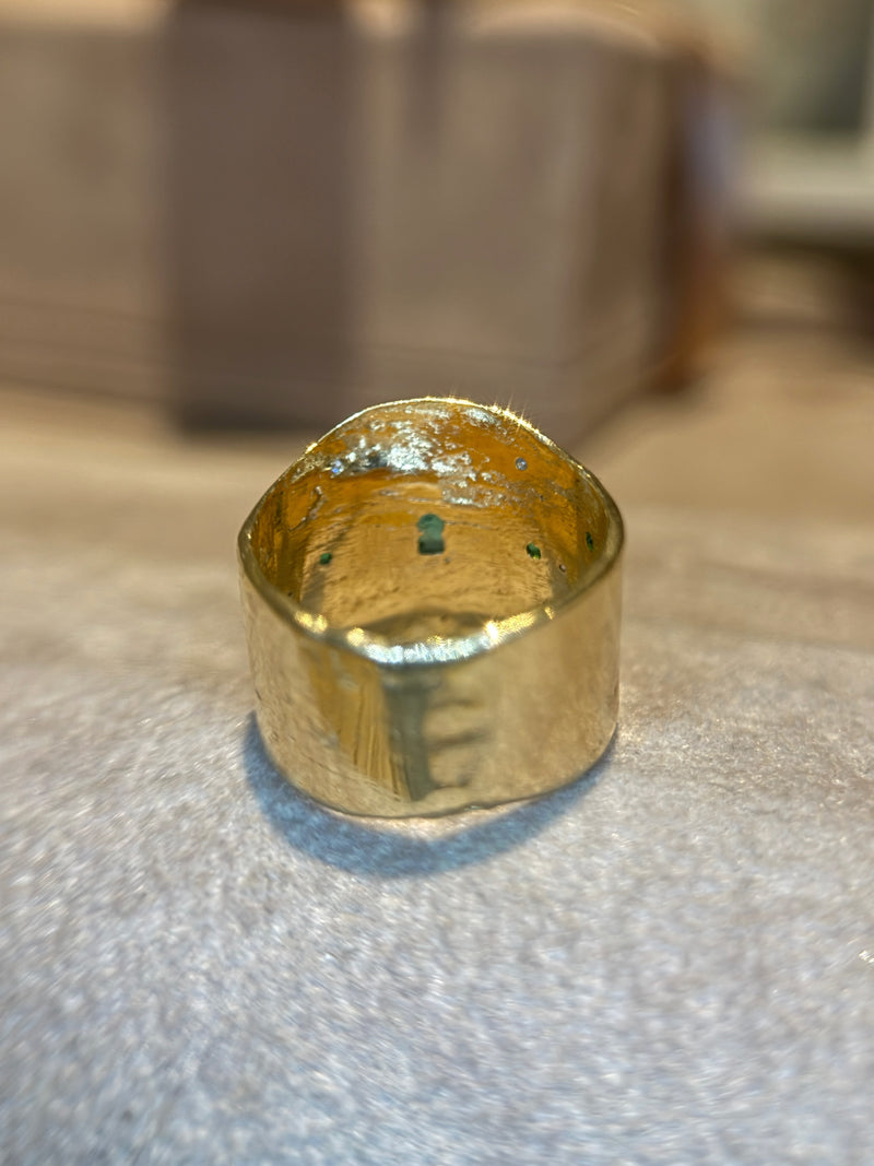 “Esmeralda” Colombian Emerald Cigar Ring Band GIA certified 1.48 Cts with Emeralds and Diamonds
