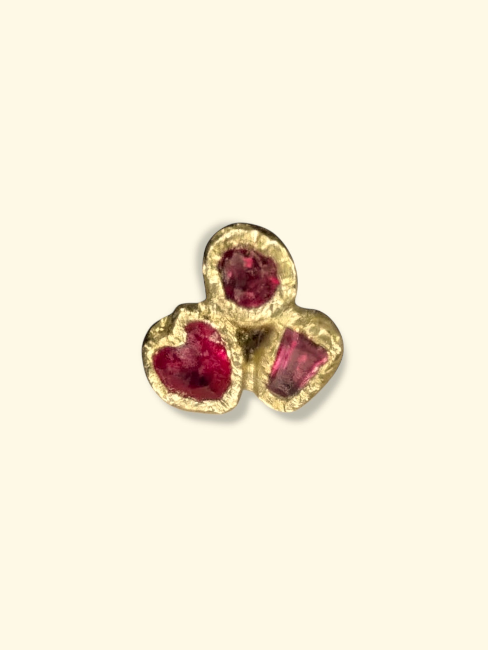 Puzzle Abstract Art Rubies 18 Ct Yellow Gold Stud (Single) (Available at Stardust, London 101 Walton Street)
