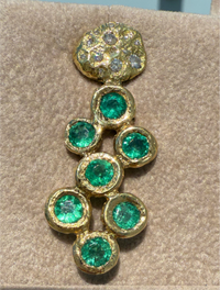 Pebbles Emerald Bezel Set Earrings with Diamonds 18 Ct Gold