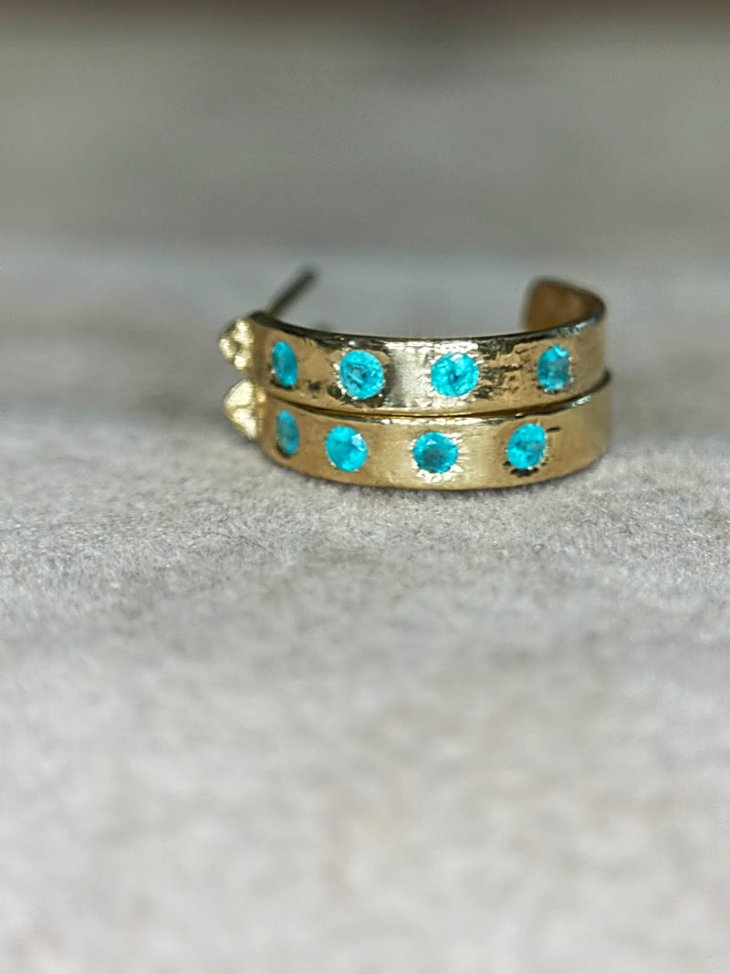 Neon Blue Brazilian Paraiba Tourmalines Hoop Earrings