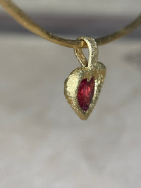 “Passion” 18 Ct Gold Rubellite Tourmaline Heart 3.3 cts Frosted Mat Finish