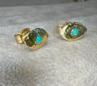 Brazilian Neon Blue Paraiba Tourmaline Princess Eye Stud Earrings (Pair)