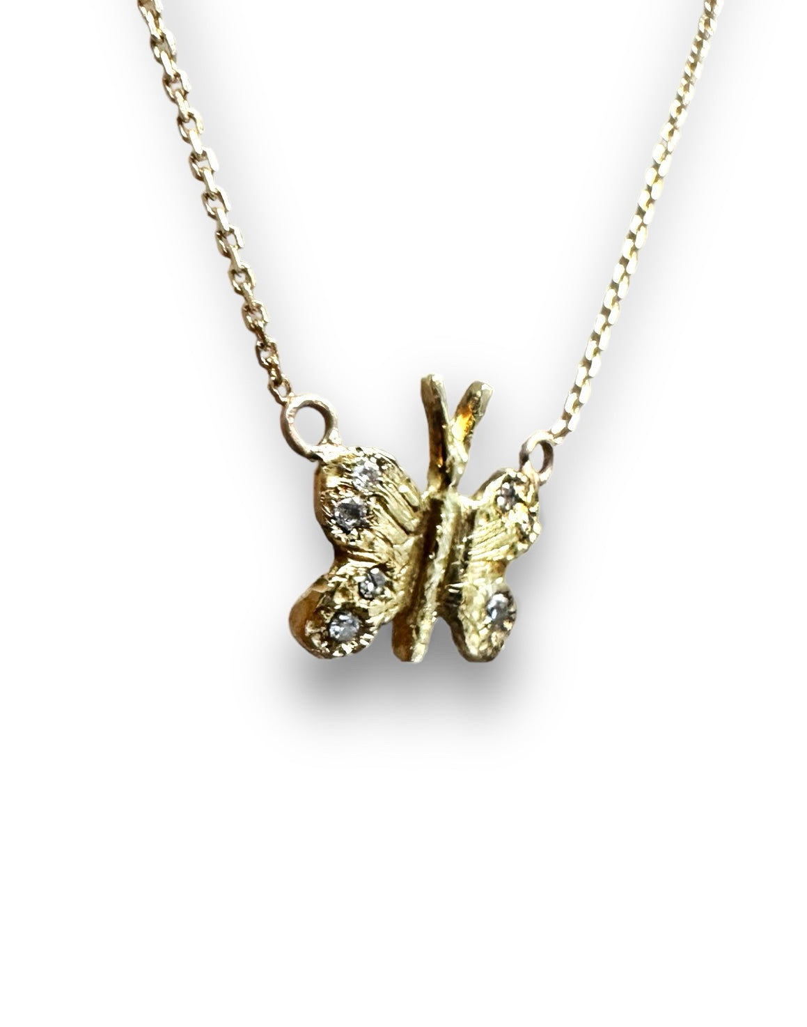 Butterfly Necklace with diamonds 18K gold One of a kind
