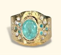 Mermaid Paraiba Tourmaline Oval Cigar Ring 18 Ct Gold