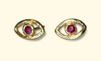 Ruby Eye Studs 18 Ct Yellow Gold