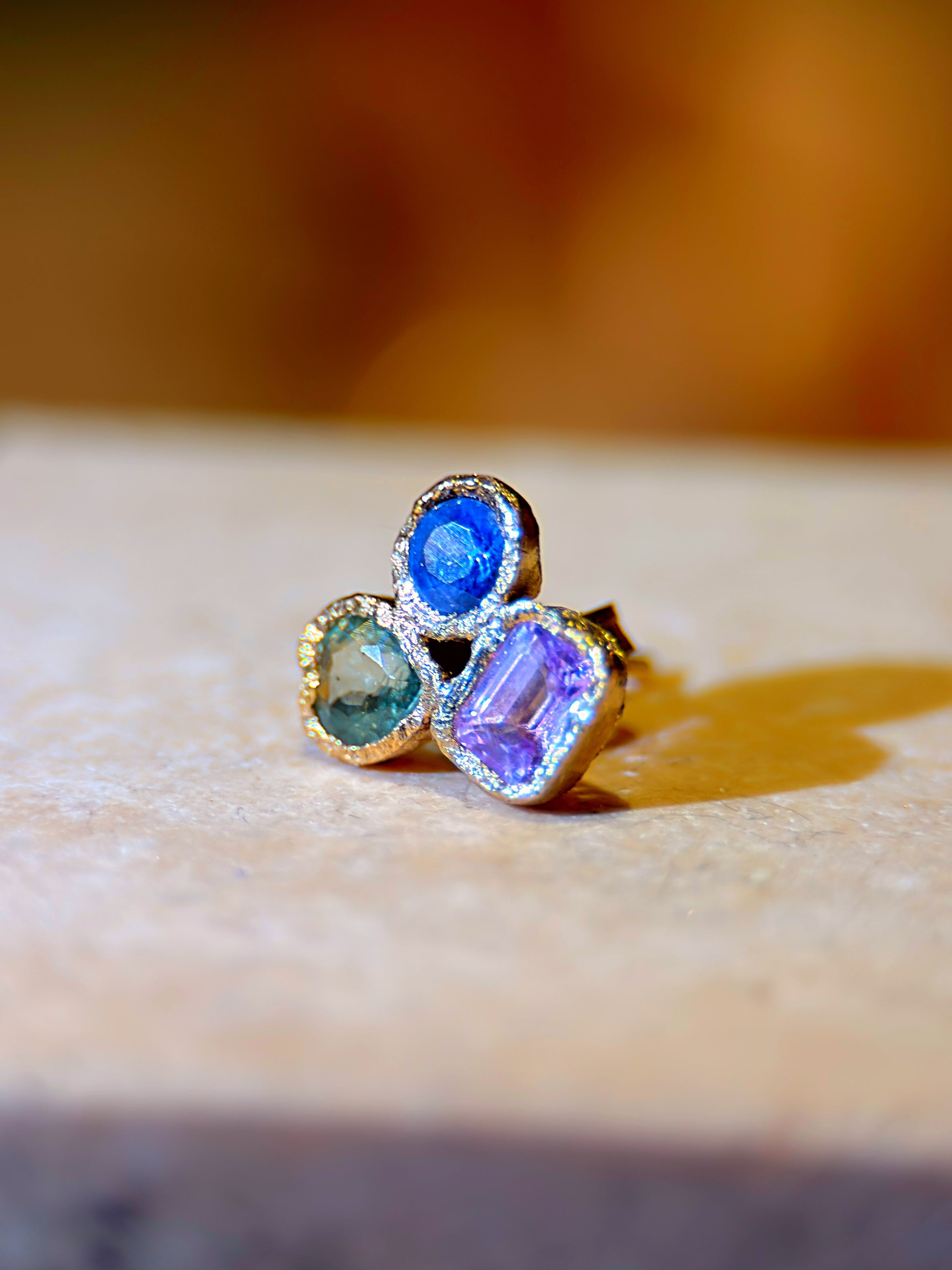 Abstract Puzzle  Mismatched Sapphire Earrings (Pair)
