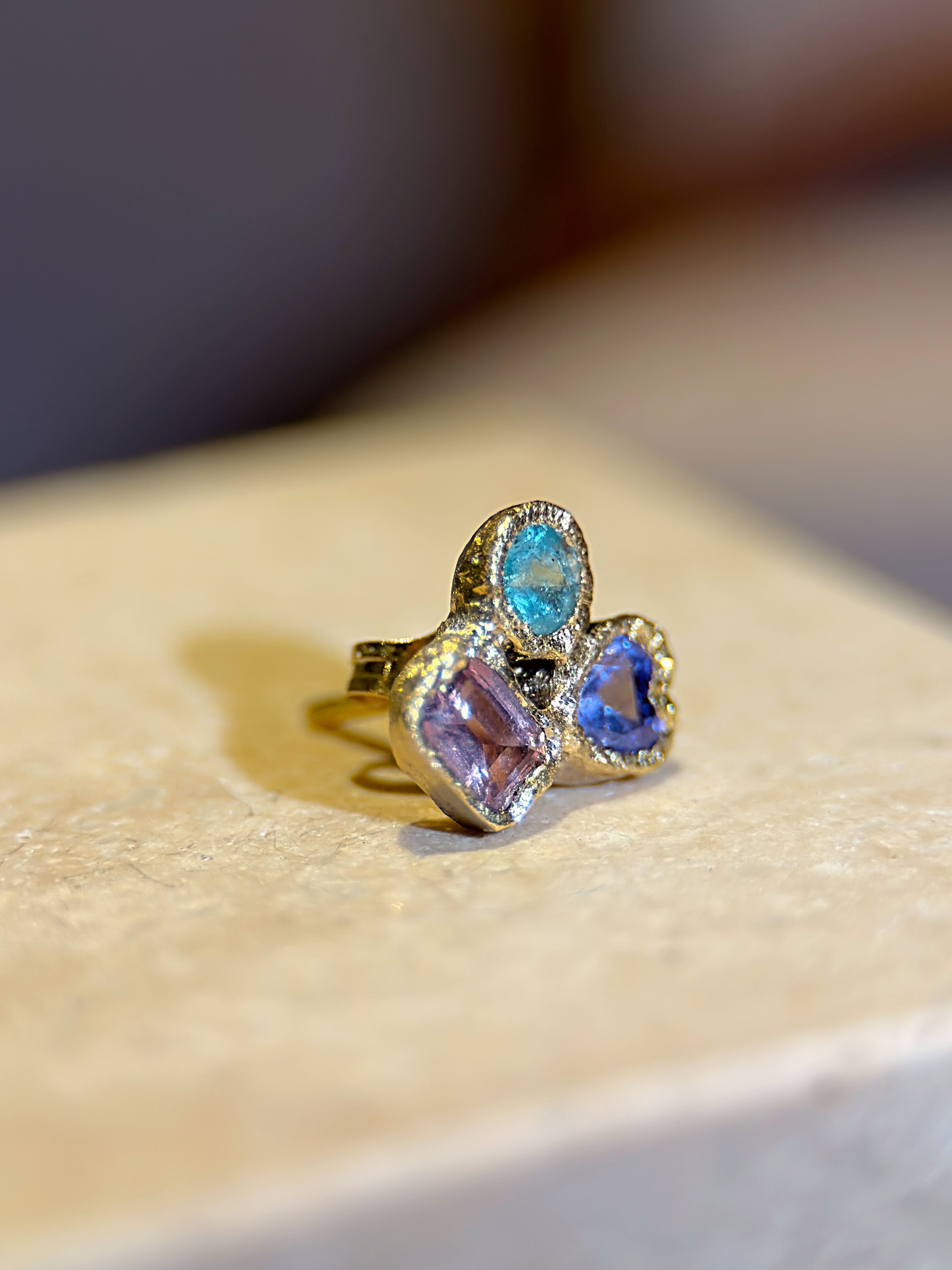 Abstract Puzzle  Mismatched Sapphire Earrings (Pair)