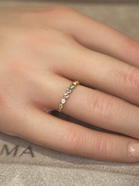 Purple Pastel Pink Purple Sapphires Bubble Band 18 Ct Yellow Gold