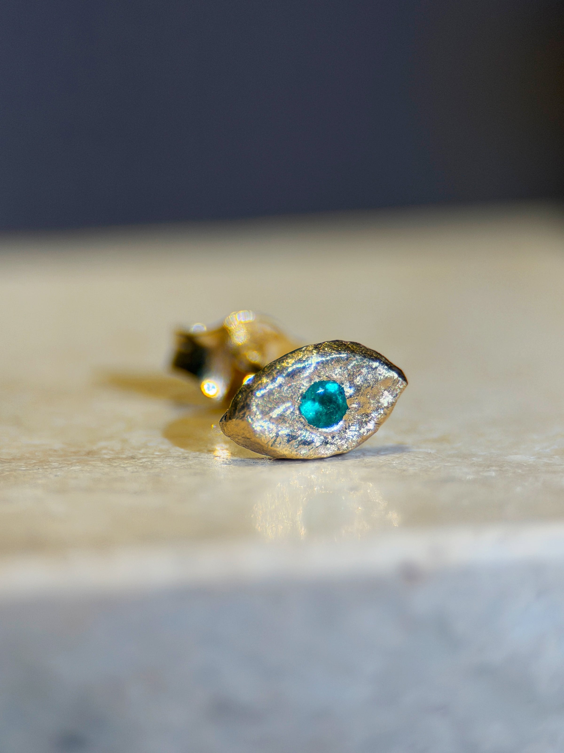 Muzo Colombian Emerald Mini Eye Stud (Single)