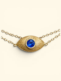 Blue Sapphire Eye Bracelet or Necklace