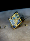 “Ultramarine” Lozenge Abstract Art Cocktail Ring Sapphires Diamonds Aquamarine 18 Ct Gold