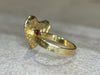 “Love you to Pieces” Ruby Heart, rubies baguettes, rounds and Diamonds 18 Ct Gold Ring