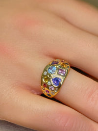 “Galaxy” Dome Abstract Cocktail Ring 18 Ct Gold