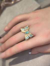 Paraibas Tourmalines and Diamonds “Ocean Butterfly” 18 Ct Gold Ring