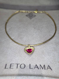 “Passion” 18 Ct Gold Rubellite Tourmaline Heart 3.3 cts Frosted Mat Finish