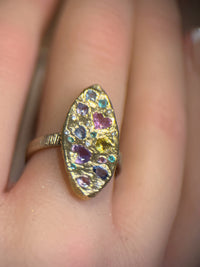 Marquise Pastel Abstract Cocktail of Joy Ring Sapphires, Paraibas, Diamonds 18 Ct Gold